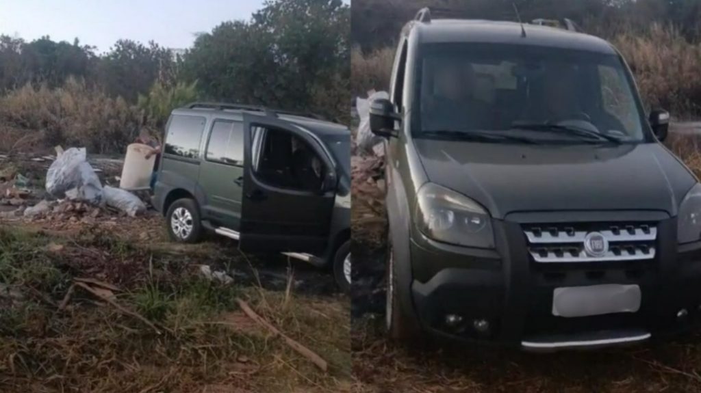Dupla foi flagrada descartando lixo de um utilitário.