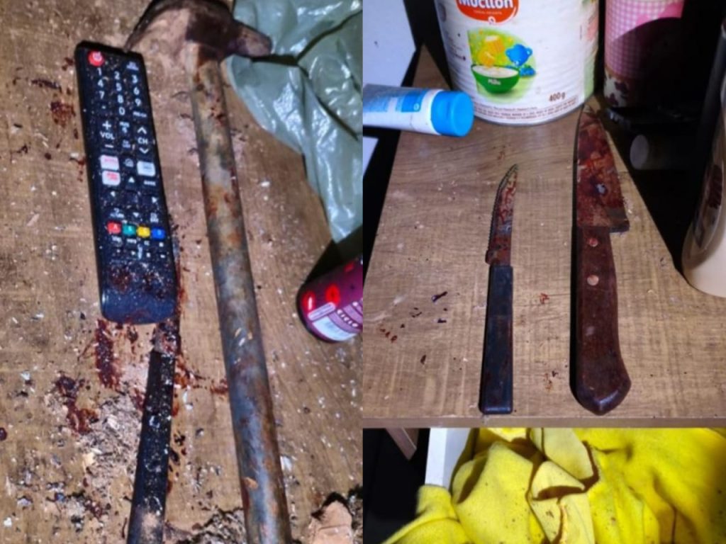 Martelo e faca foram usados para espancar e ceifar a vida da vítima. (Foto: Reprodução)