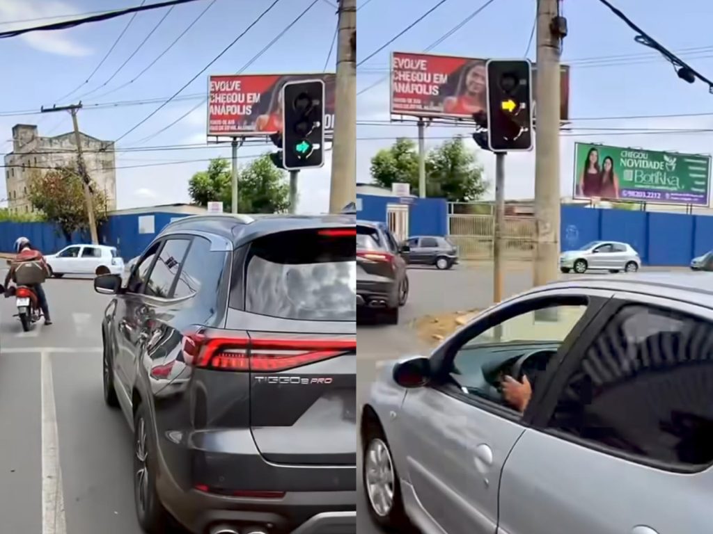 Motorista de aplicativo lamentou o comportamento de motoristas no trânsito de Anápolis. (Foto: @99viajante)