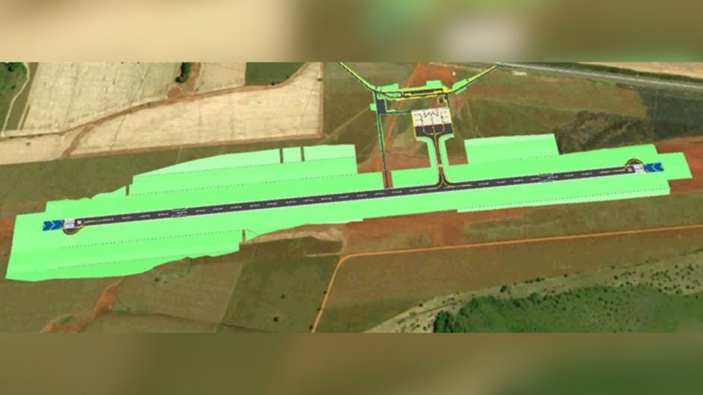 Área destinada ao novo aeroporto de Jataí, em imagem divulgada pelo Governo Federal em março de 2024. (Foto: Divulgação)