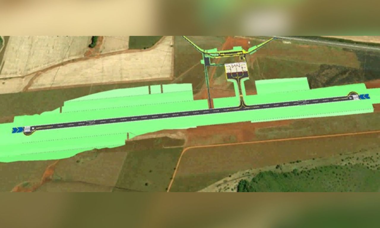 Área destinada ao novo aeroporto de Jataí, em imagem divulgada pelo Governo Federal em março de 2024. (Foto: Divulgação)