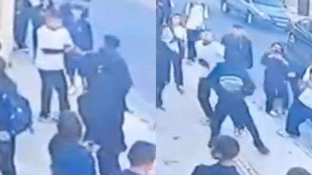 Briga foi registrada pelas câmeras de segurança.