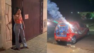 Jovem foi surpreendida por um carro de mensagens no dia do aniversário. (Foto: @conexaoanapolina)