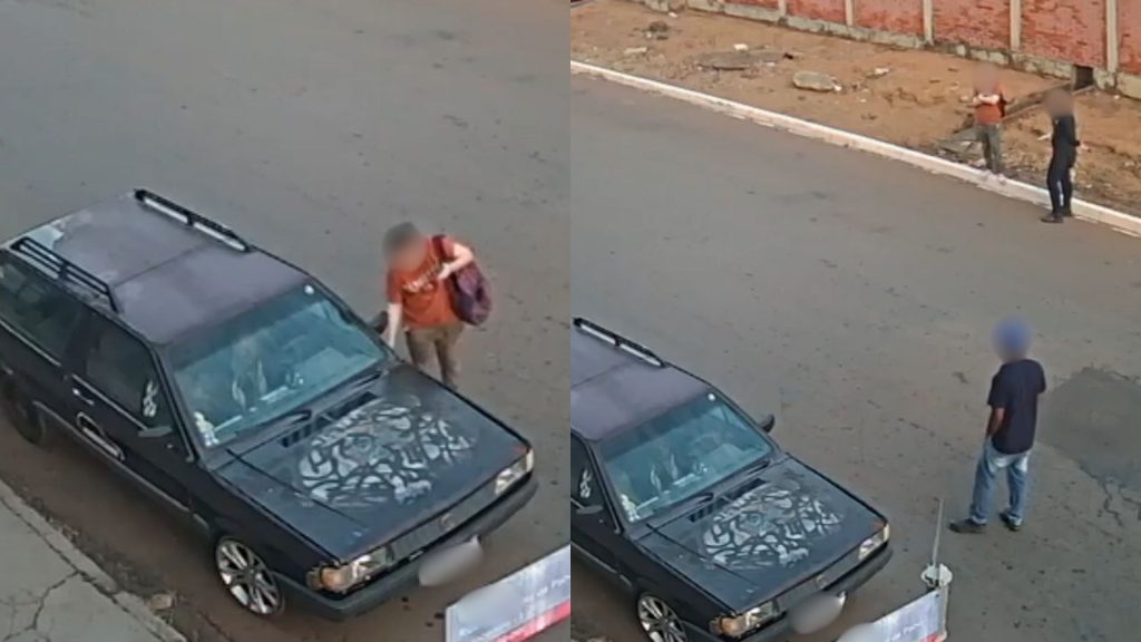 Câmera de segurança registrou parte da confusão entre os colegas de trabalho.