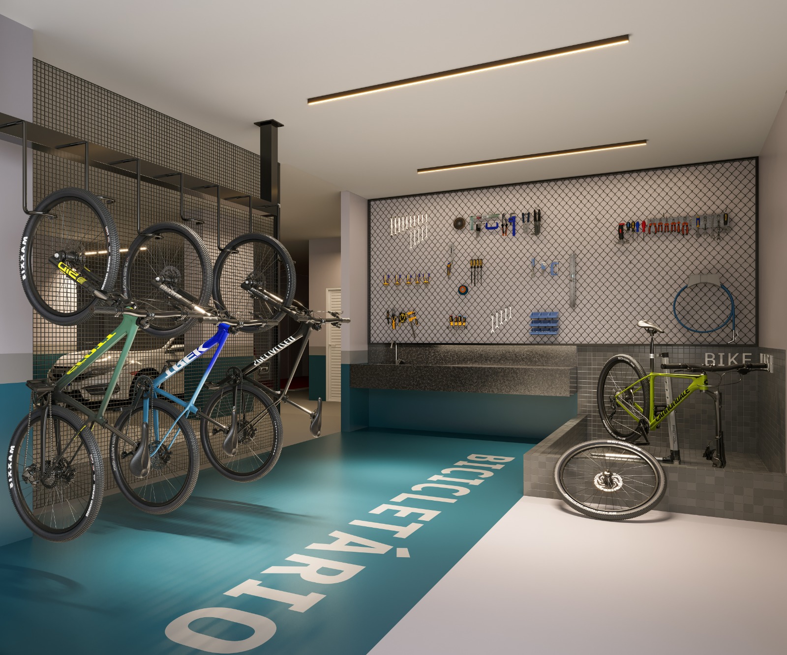 Entre os diferenciais está um bicicletário completo e mobiliado. (Foto Divulgação)