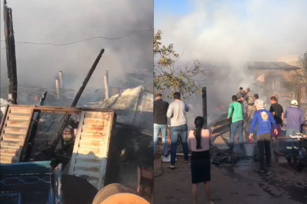 Incêndio deixa residência na Grande Goiânia completamente destruída; duas pessoas foram salvas
