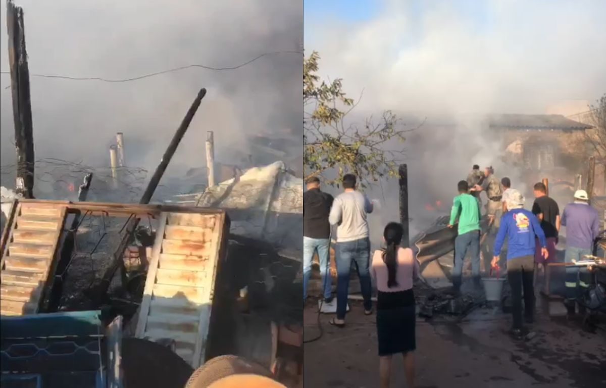 Incêndio deixa residência na Grande Goiânia completamente destruída; duas pessoas foram salvas