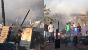 Incêndio deixa residência na Grande Goiânia completamente destruída; duas pessoas foram salvas