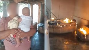 Mãe é resgatada com filho nos braços após marido tentar atear fogo nela e incendiar casa, em Goiás