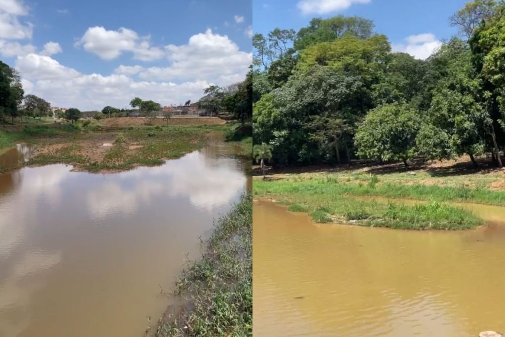 "Ilhas" surgem no lago do parque Onofre Quinan e Prefeitura de Anápolis explica situação