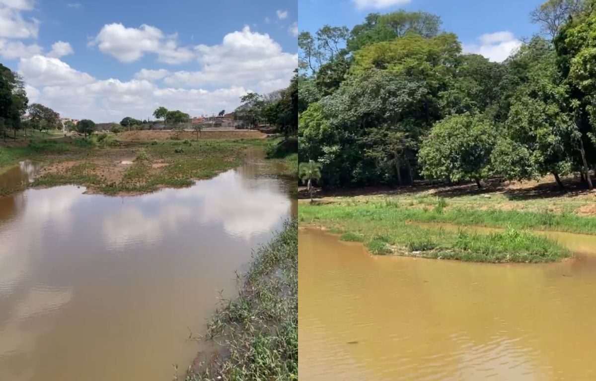 "Ilhas" surgem no lago do parque Onofre Quinan e Prefeitura de Anápolis explica situação