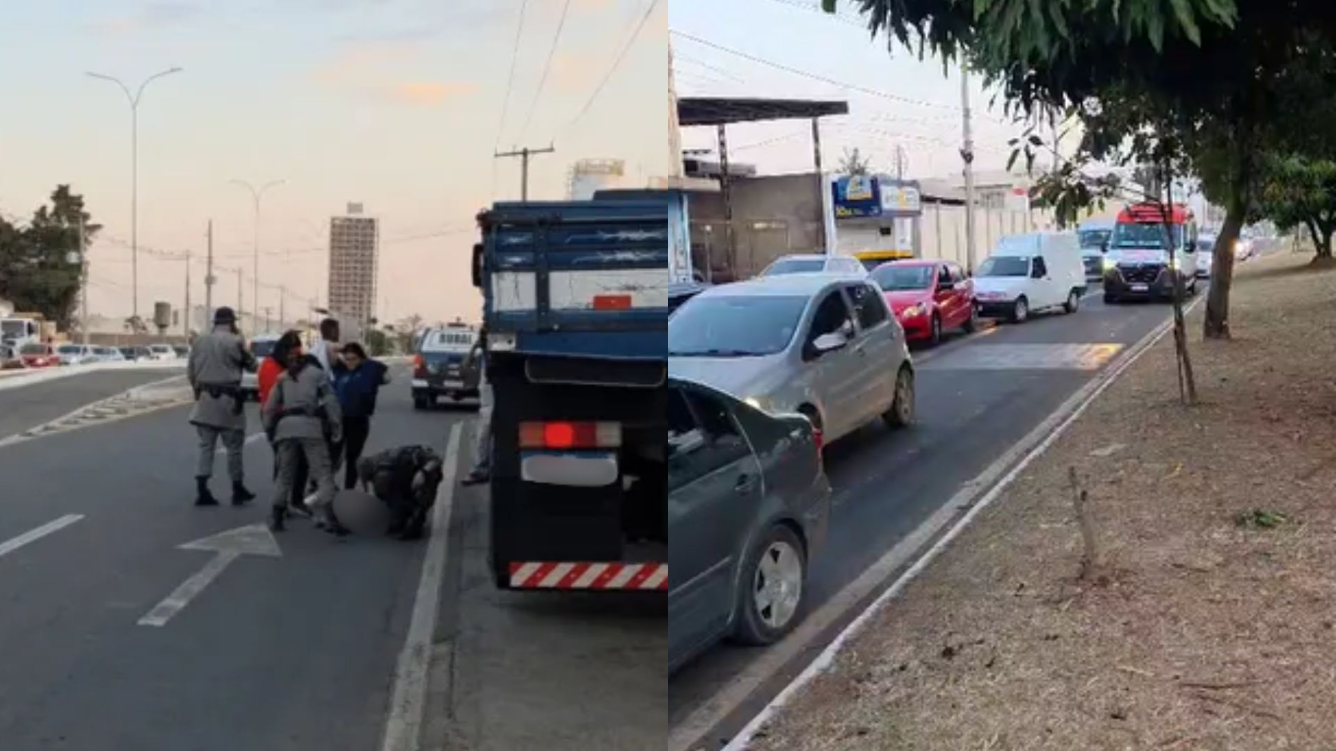Motorista de caminhão precisou ser socorrido, mas ambulância do Samu encontrou dificuldades. (Foto: Rádio 105.7 FM)