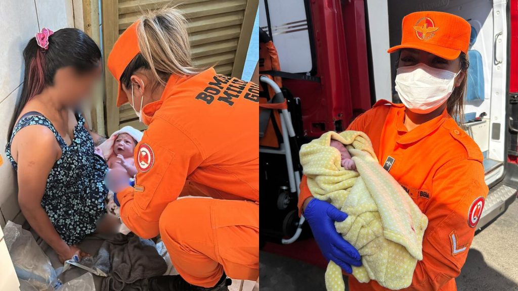 Bombeiros chegaram logo após o nascimento do bebê.