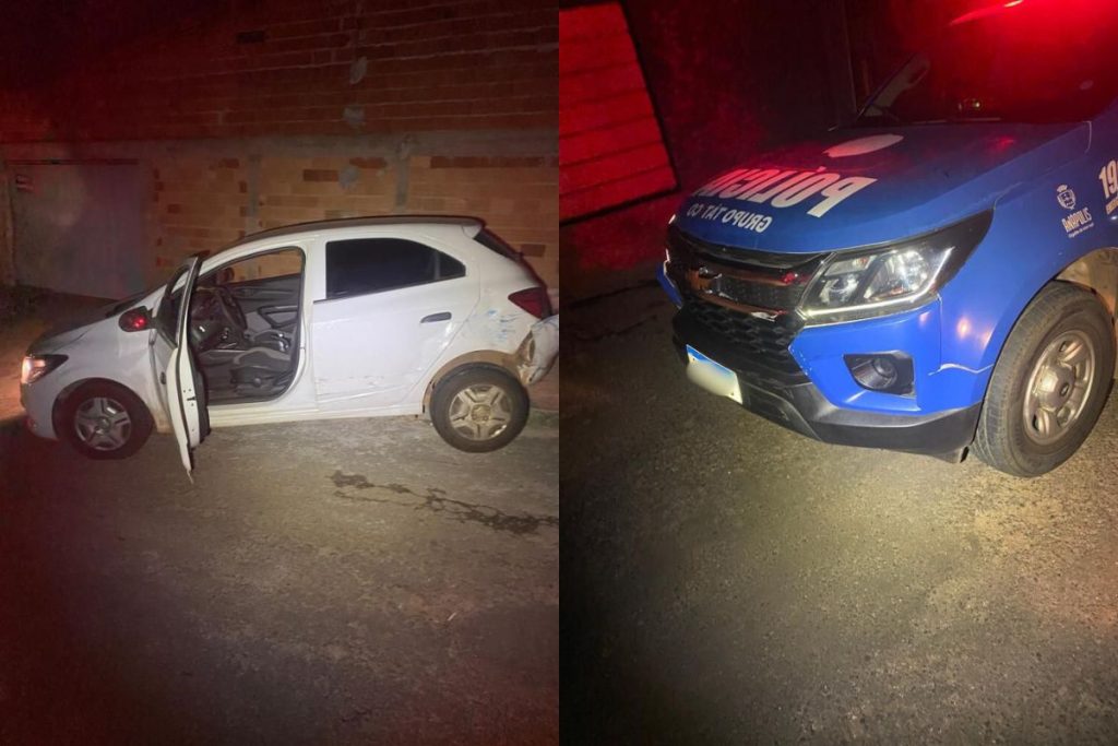 Motorista em Anápolis tenta fugir, mas sai na pior após bater carro em viatura da Polícia Militar