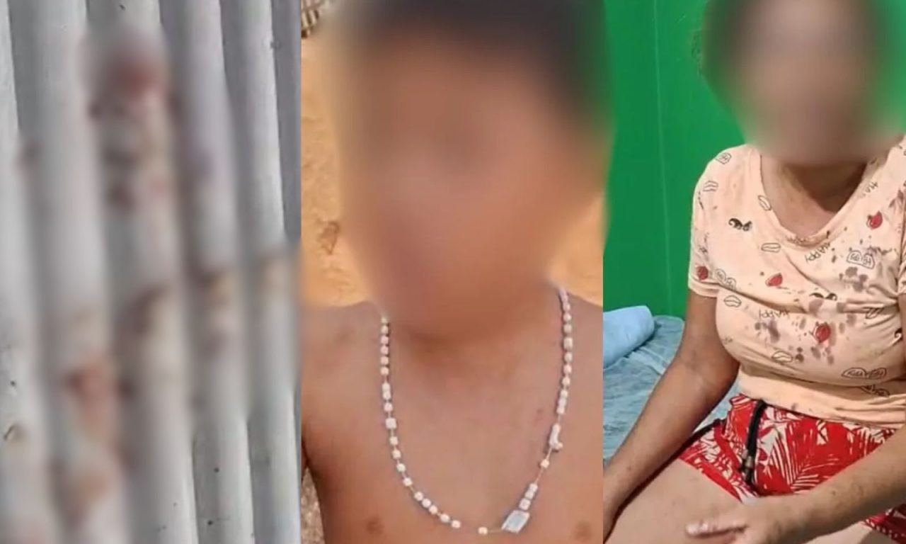 Casa ficou completamente ensanguentada após jovem espancar o filho e tentar matar a mãe. (Foto: Reprodução)