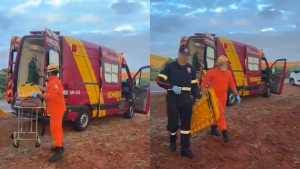 Corpo de Bombeiros atendeu às vítimas do acidente.