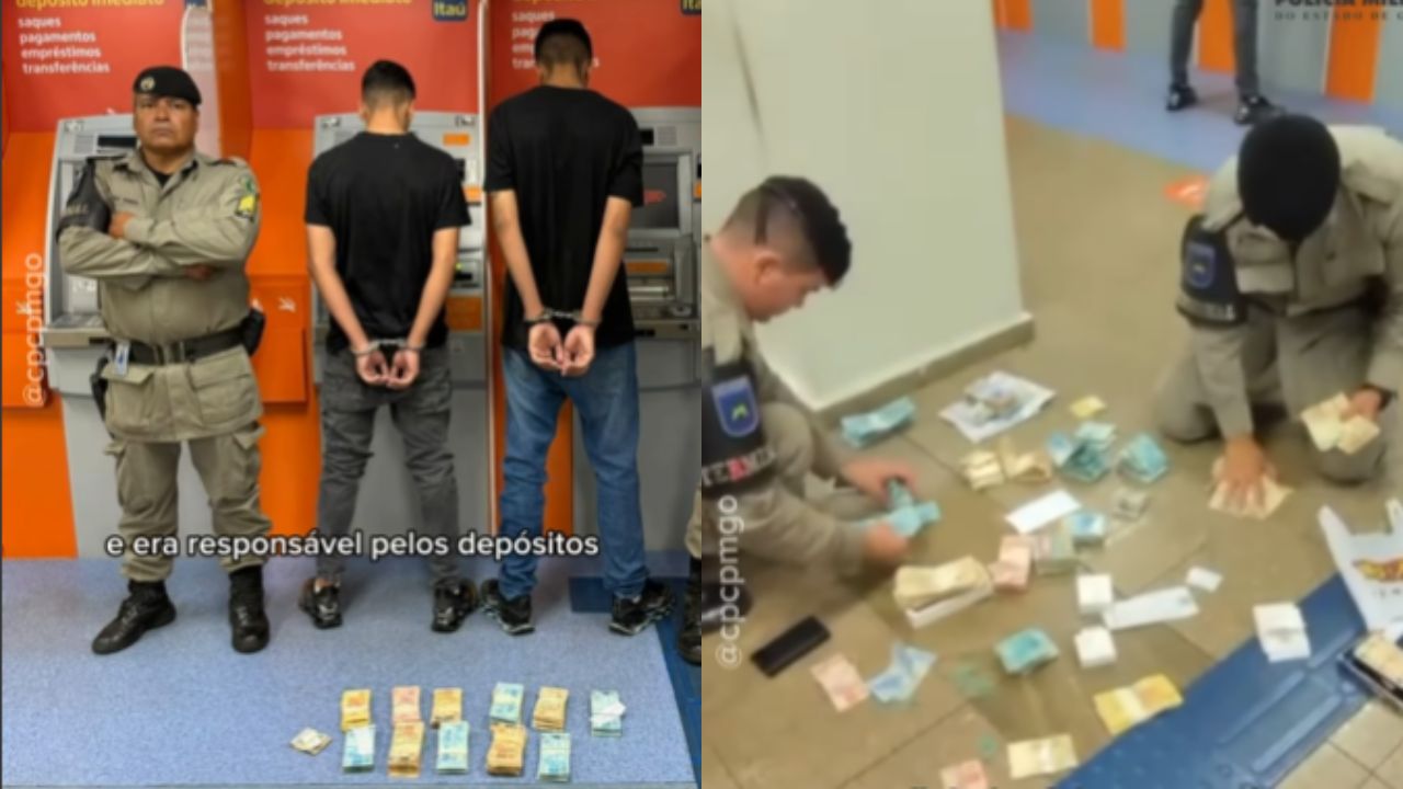 PMs desconfiam de atitude de dupla na saída de agência bancária em Goiânia e descobrem golpe elaborado