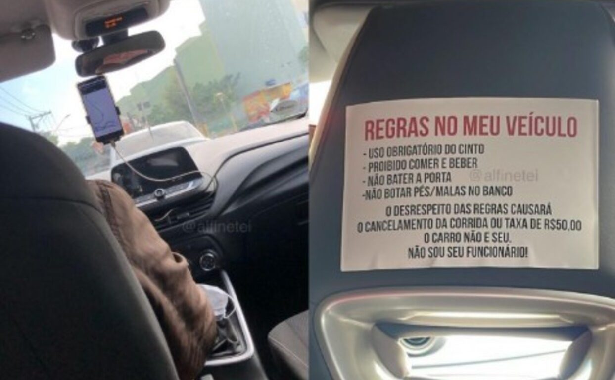 Placa em carro de motorista de aplicativo chama a atenção de passageiros