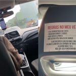 Placa em carro de motorista de aplicativo chama a atenção de passageiros