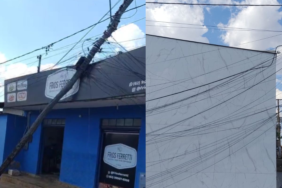Caminhão arranca poste em Anápolis após colidir com fiação elétrica