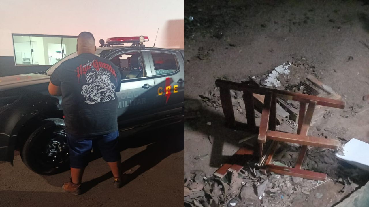 Homem agride esposa com cadeirada após festa e é preso pela CPE de Aparecida de Goiânia