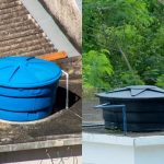 caixa d'água pintada de preto