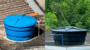 caixa d'água pintada de preto