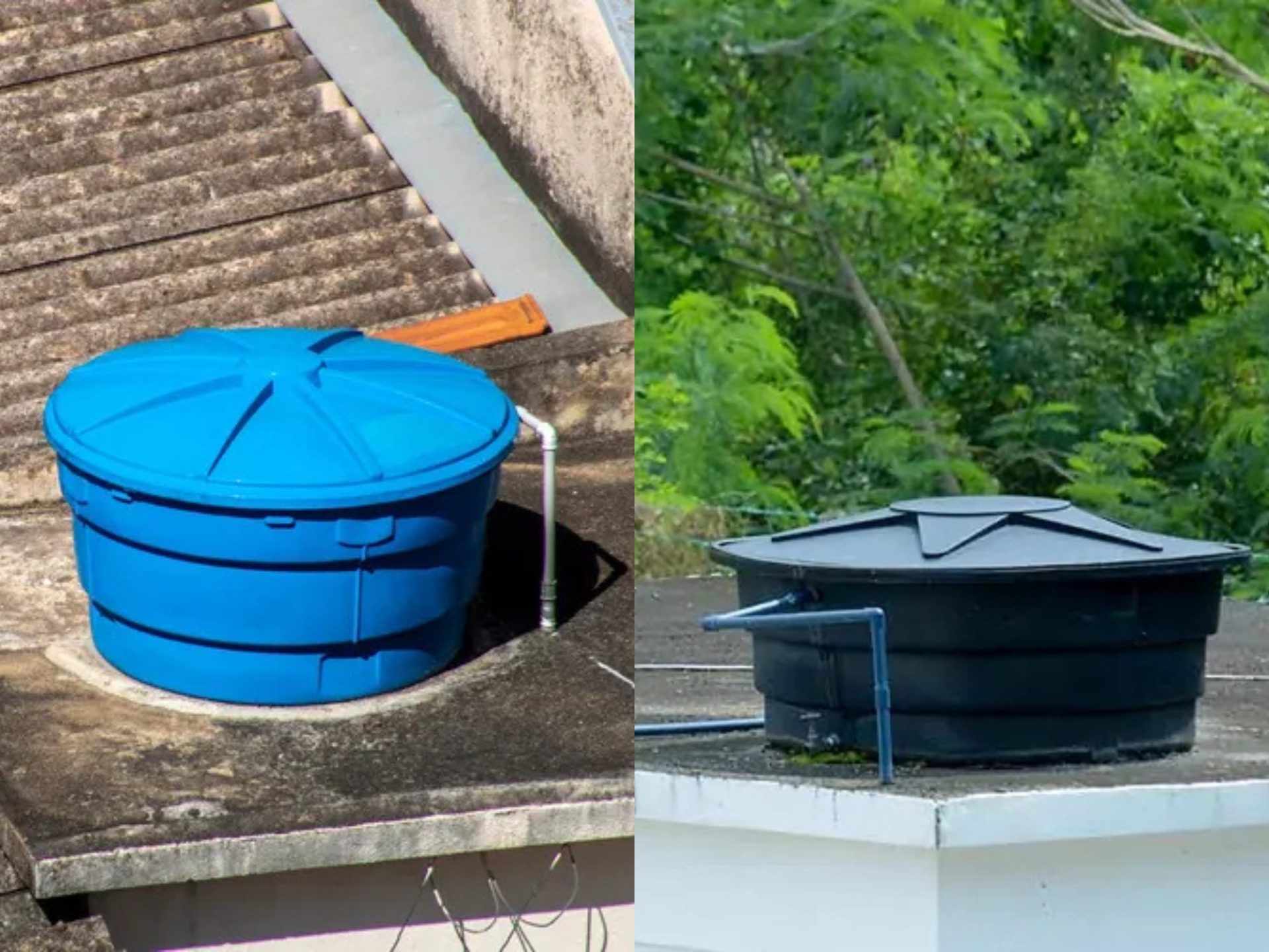 caixa d'água pintada de preto