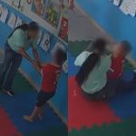 Professora foi filmada pelas câmeras de segurança. (Foto: Reprodução)