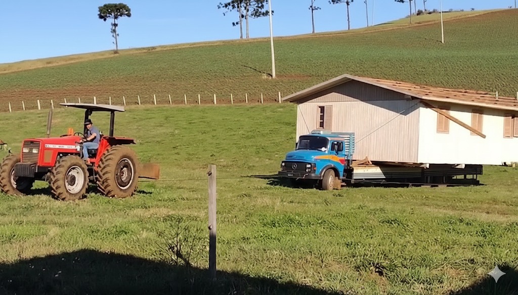 Após encontrar a casa perfeita no lugar errado, mulher põe imóvel em caminhão para levar ao novo endereço