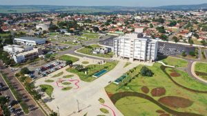 Vista aérea da Cidade Administrativa Maguito Vilela, sede do Executivo de Aparecida de Goiânia. (Foto: Divulgação/Pref. Aparecida de Goiânia)
