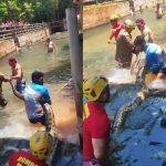 Resgate da sucuri durou cerca de 40 minutos. (Foto: Reprodução)