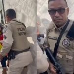 Policial notou que estava sendo gravado logo após o tapa. (Foto: Redes Sociais) PM