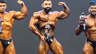 Daniel no palco do Amateur Olympia South America Brazil 2025. (Foto: Arquivo Pessoal/@danielnicacio1)