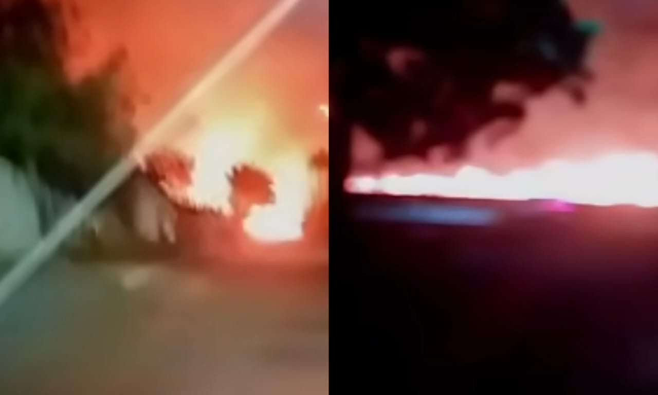 Incêndio foi filmado por populares. (Foto: Reprodução)