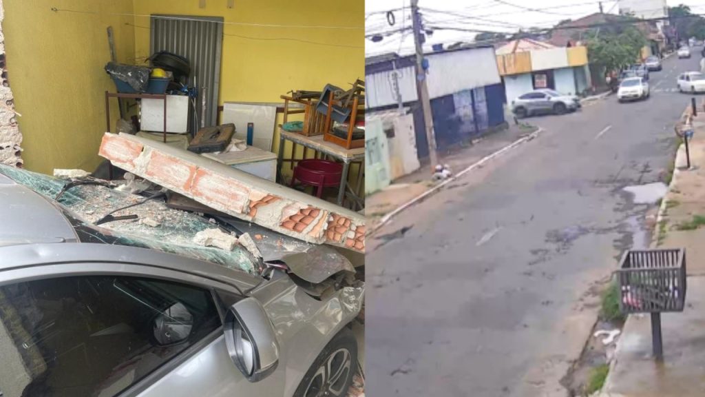 Carro invade residência após acidente de trânsito em Goiânia