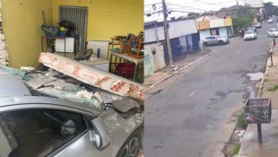 Carro invade residência após acidente de trânsito em Goiânia
