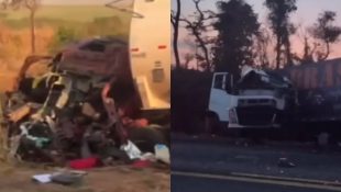 Motorista morre após acidente na BR-153 envolvendo três carretas