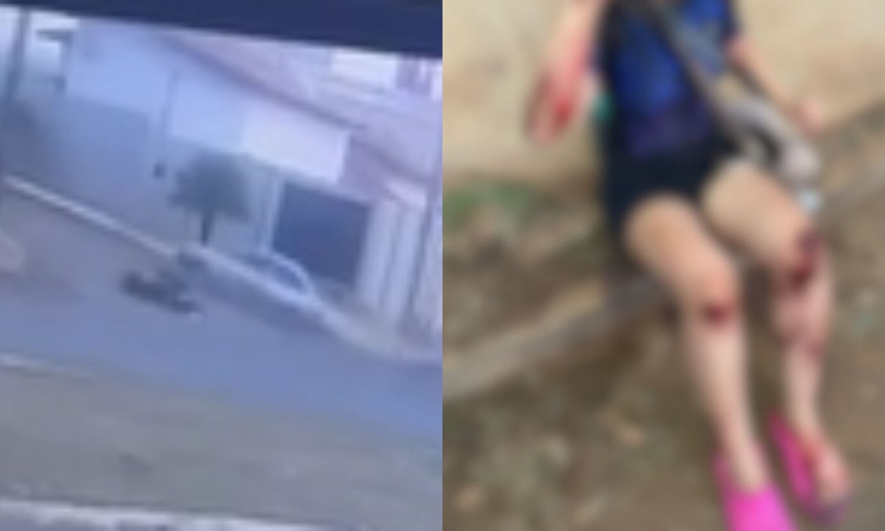 Câmera flagrou quando motociclista foi atingida.
