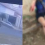 Câmera flagrou quando motociclista foi atingida.
