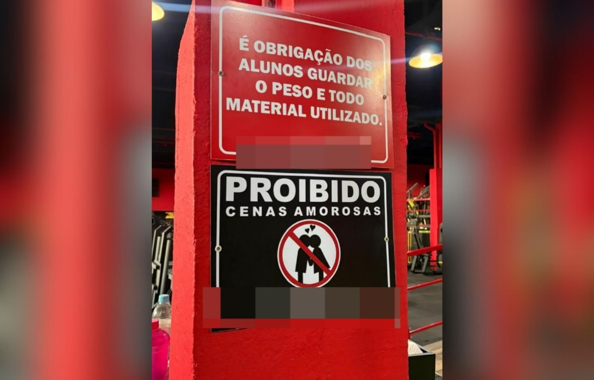 Placa em academia de Anápolis proíbe “cenas amorosas” e aluna diz o que pensa sobre
