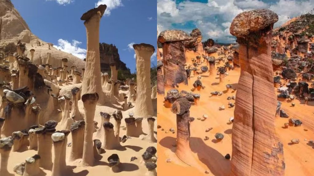 Formação geológica foi apelidada de "chaminés de fada". (Foto: Divulgação/Joana Paula Sánchez)
