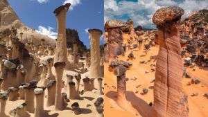 Formação geológica foi apelidada de "chaminés de fada". (Foto: Divulgação/Joana Paula Sánchez)