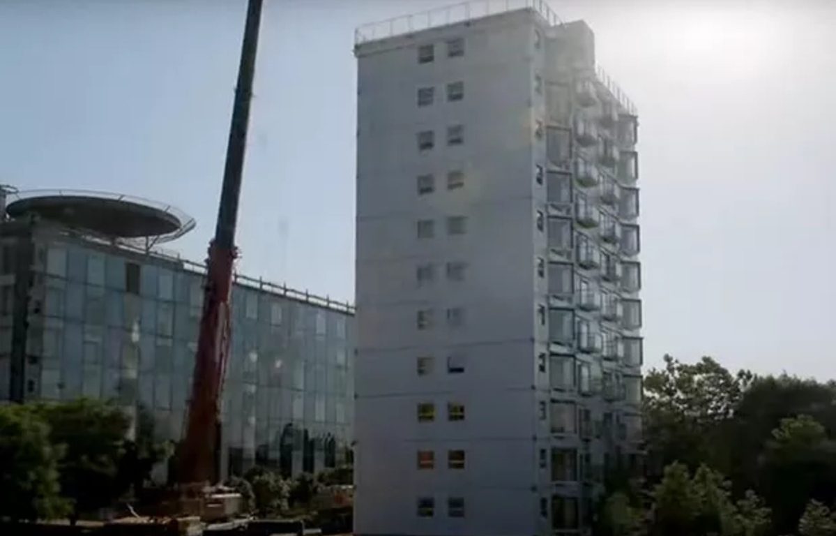 Prédio com 10 andares é construído em menos de 29 horas e surpreende