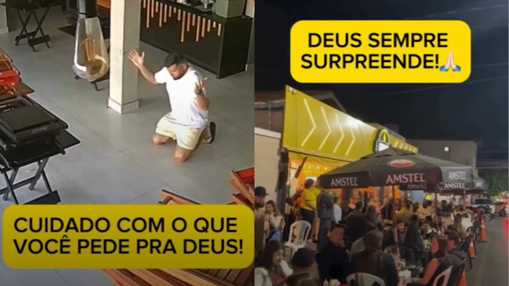 Joelho no chão: empresário ora e vê comércio que estava parado começar a lotar