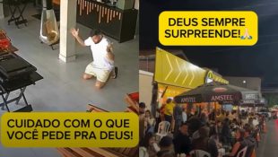 Joelho no chão: empresário ora e vê comércio que estava parado começar a lotar