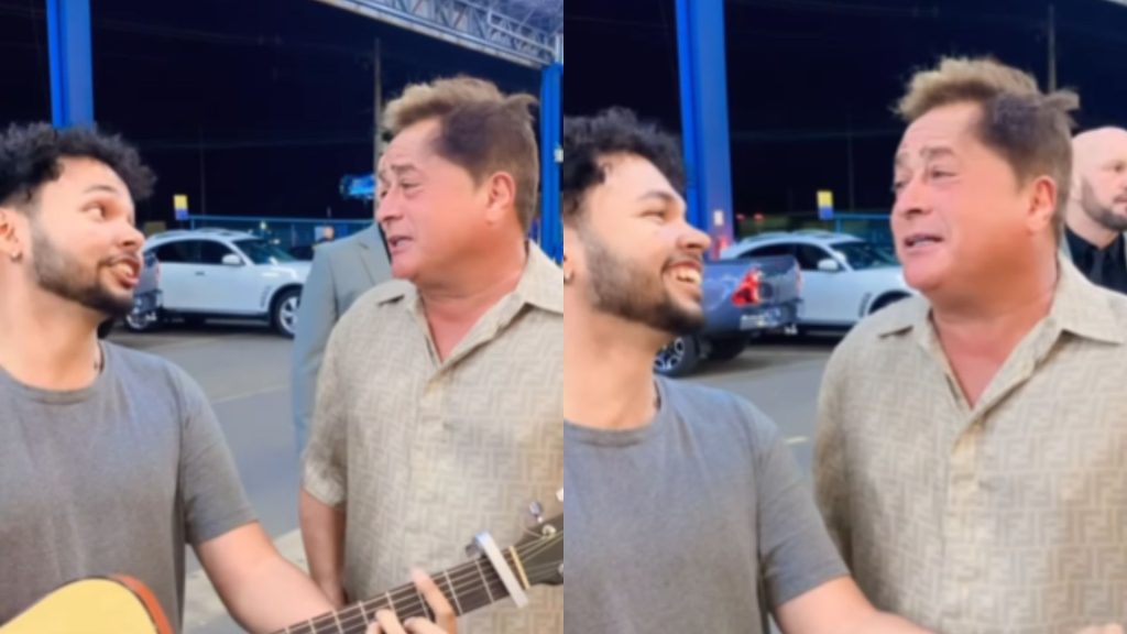 Leonardo fez dueto com Gabriel Cedric em frente a supermercado de Goiânia.