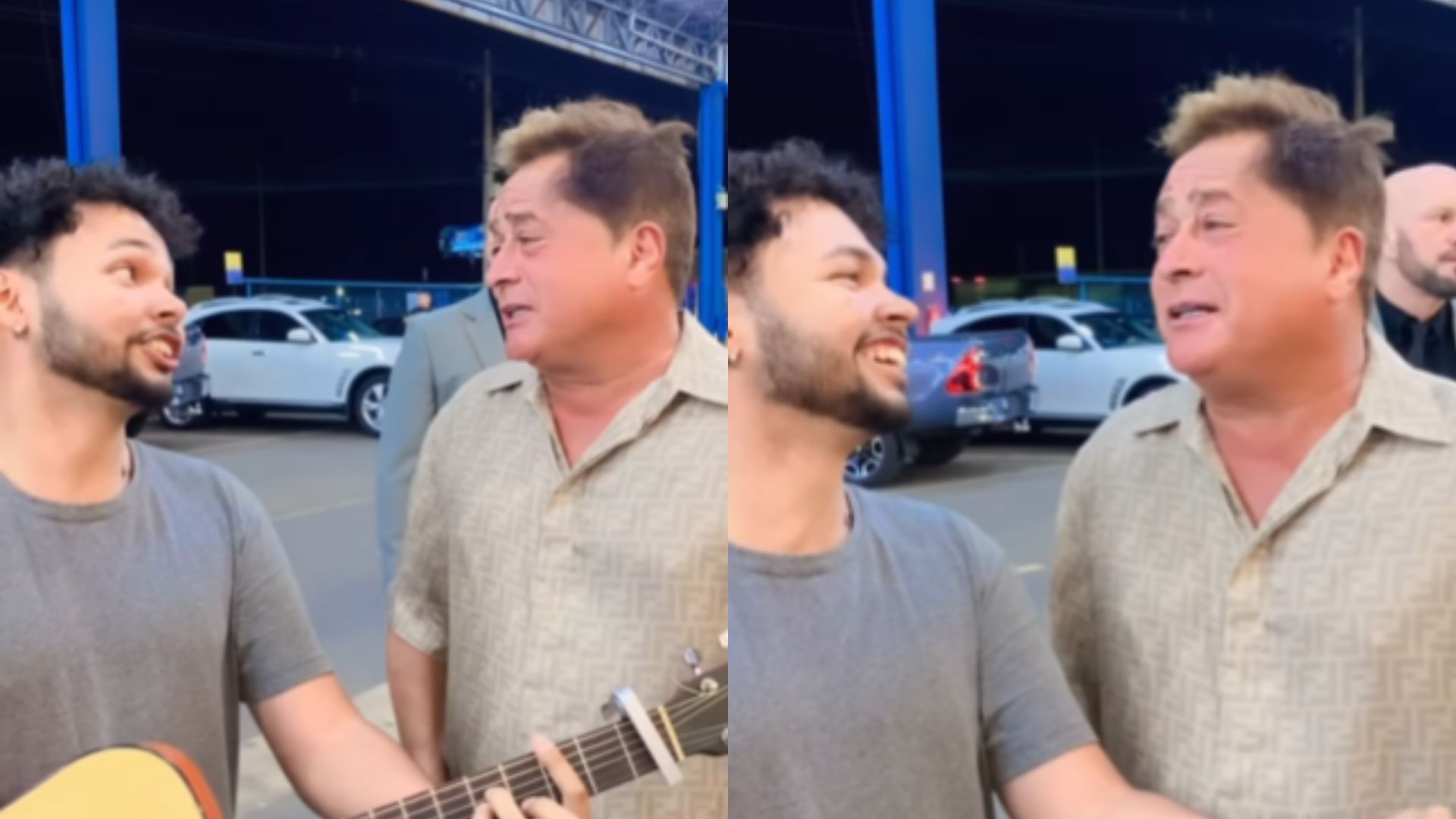 Leonardo fez dueto com Gabriel Cedric em frente a supermercado de Goiânia.