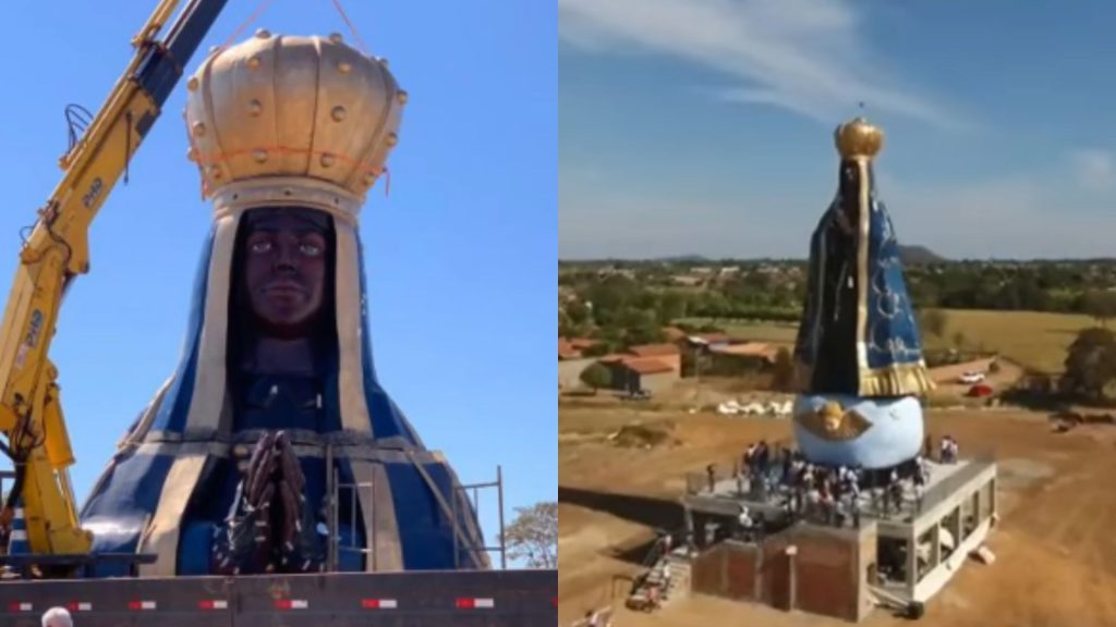 Imagem de Nossa Senhora Aparecida tem 27 metros de altura, o equivalente a um prédio de 10 andares.