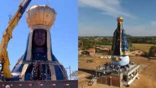 Imagem de Nossa Senhora Aparecida tem 27 metros de altura, o equivalente a um prédio de 10 andares.